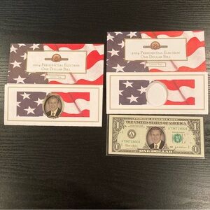 (2) Vintage George W. Bush 2004
Election commemorative dollar bills